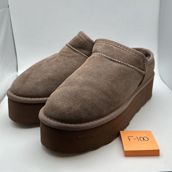 CUSHIONAIRE Women's Genuine Suede Cozy Mule Platform +Memory Foam 9 TAUPE - Picture 3 of 7